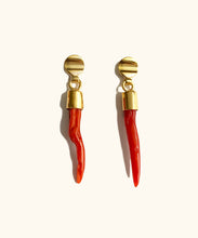 Load image into Gallery viewer, Venus coral horn earrings