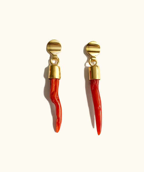 Venus coral horn earrings