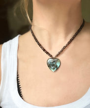 Load image into Gallery viewer, Labradorite Heart and Smoky Quartz Necklace