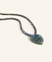 Load image into Gallery viewer, Labradorite Heart and Smoky Quartz Necklace