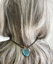 Load image into Gallery viewer, Labradorite Heart and Smoky Quartz Necklace
