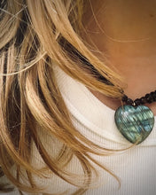 Load and play video in Gallery viewer, Labradorite Heart and Smoky Quartz Necklace