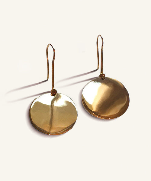 Gold Disk Drop Earrings