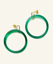 Load image into Gallery viewer, Green Agate Hoops
