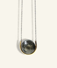 Load image into Gallery viewer, Golden Mica Sphere in Gold Cradle with Silver Chain