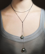 Load image into Gallery viewer, Tahitian double black pearl necklace
