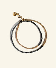 Load image into Gallery viewer, Hypatia hematite and gold wrap bracelet
