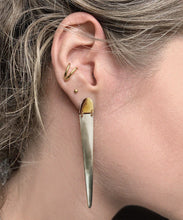 Load image into Gallery viewer, Dagger Silver Hinged Drop Earrings