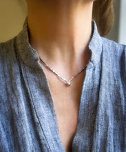 Load image into Gallery viewer, Silver faceted bead necklace
