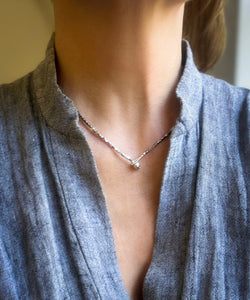 Silver faceted bead necklace