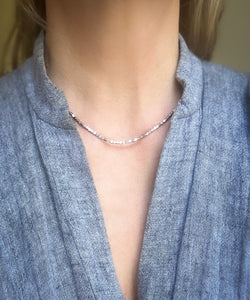 Silver faceted bead necklace