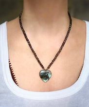 Load image into Gallery viewer, Labradorite Heart and Smoky Quartz Necklace

