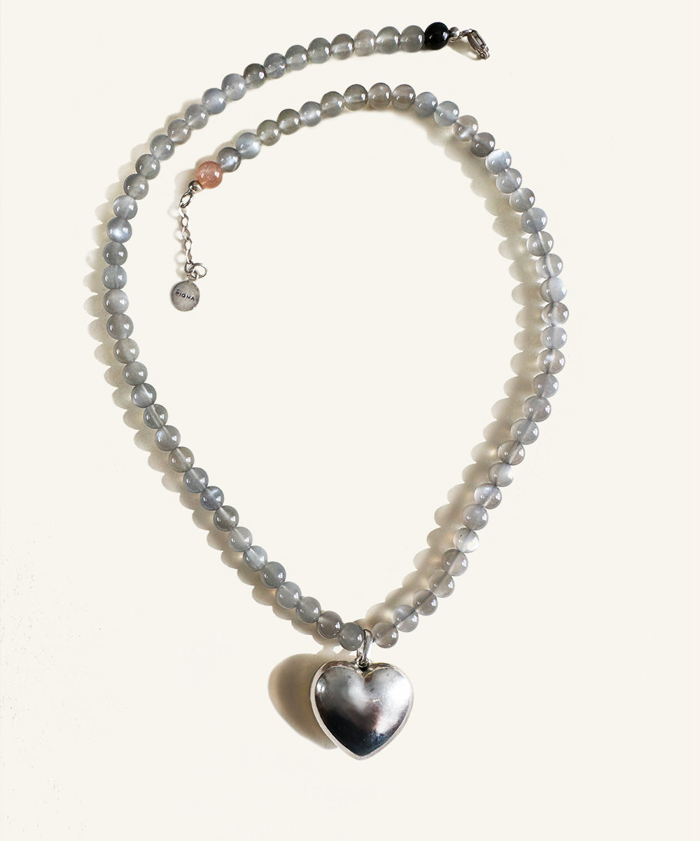 Selene silver heart necklace