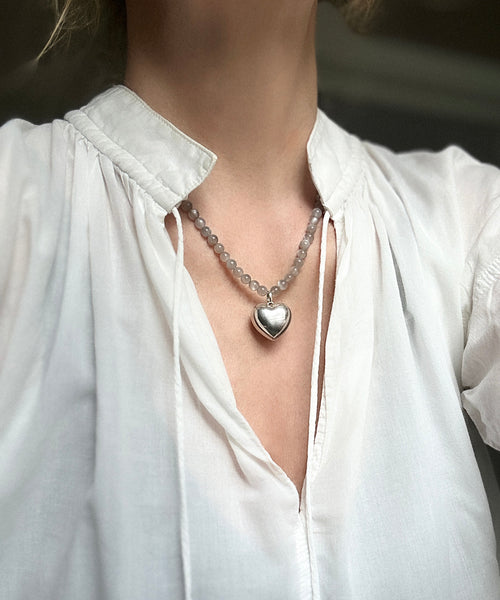 Selene silver heart necklace