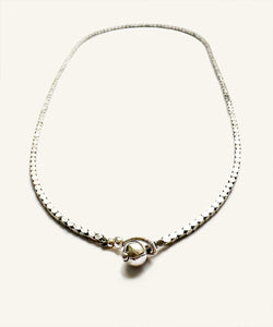 Silver faceted bead necklace