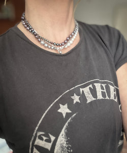 Silver faceted bead necklace