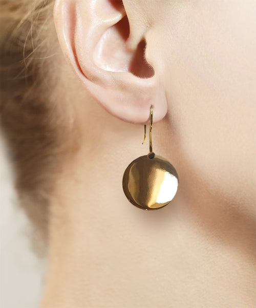 Gold Disk Drop Earrings