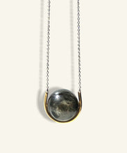 Load image into Gallery viewer, Golden Eye Sphere in Gold Cradle with Silver Chain
