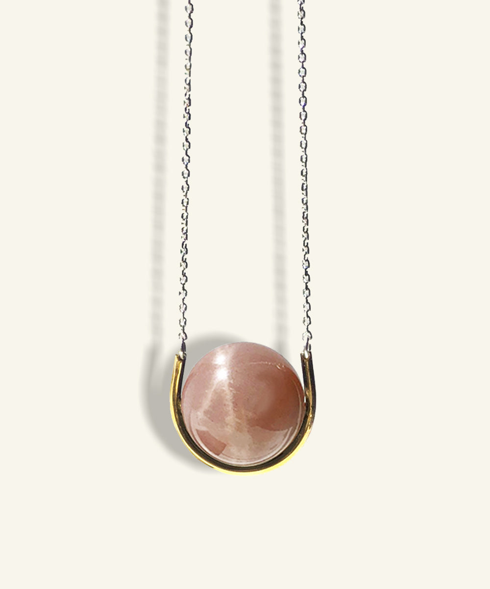 Dusk Gem Charm - peach moonstone gemstone charm pendant – Foamy Wader