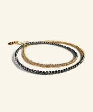 Load image into Gallery viewer, Hypatia hematite and gold wrap bracelet
