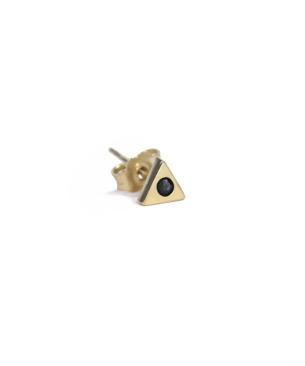 Black Diamond Gold Triangle Stud Earring