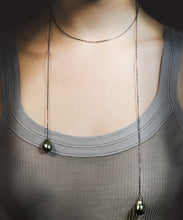 Load image into Gallery viewer, Tahitian double black pearl necklace
