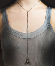 Load image into Gallery viewer, Tahitian teardrop pearl slip-knot necklace

