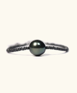 Tahitian black pearl oxydised silver bracelet