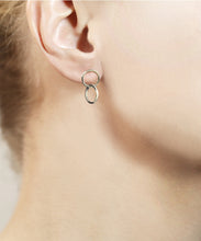 Load image into Gallery viewer, Mini Silver Double Hoop Earrings
