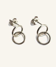 Load image into Gallery viewer, Mini Silver Double Hoop Earrings
