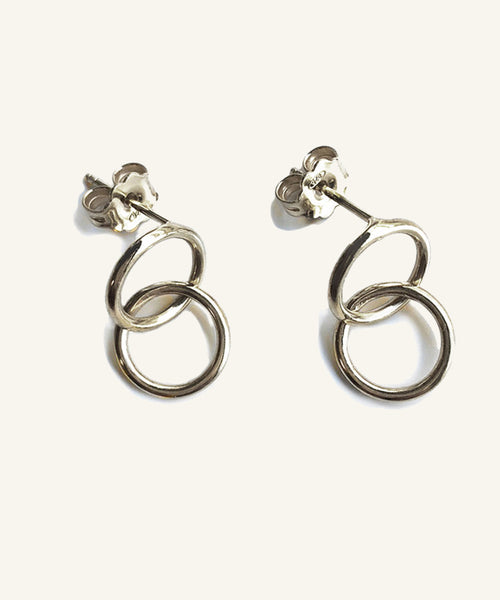 Mini Silver Double Hoop Earrings